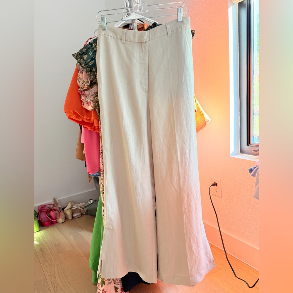 Anine Bing Women's Wide-Leg Cream Pants